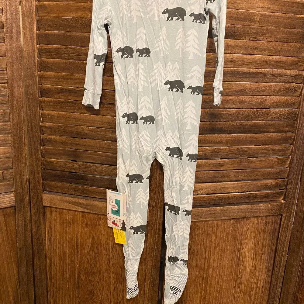 Kickee Pants Kids Long Sleeve Zipper Footie Pajama Bears & Trees